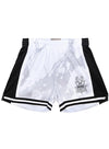 Women's Mitchell & Ness HWC '93 Marble Milwaukee Bucks Swingman Shorts In White & Black - Front View