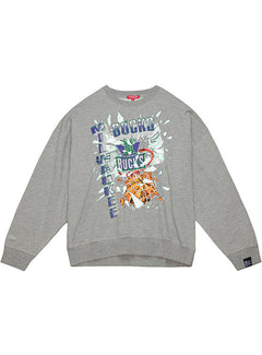Mitchell & Ness HWC '93 Big Face 6.0 Milwaukee Bucks Crewneck Sweatshirt In Grey - Front View