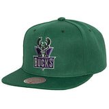 Mitchell & Ness HWC '93 Conference Patch Milwaukee Bucks Snapback Hat In Green - Angled Left Side View