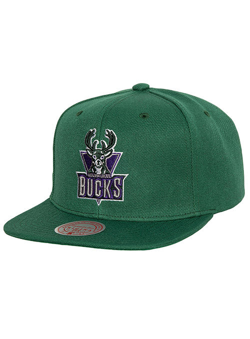 Mitchell & Ness HWC '93 Conference Patch Milwaukee Bucks Snapback Hat In Green - Angled Left Side View