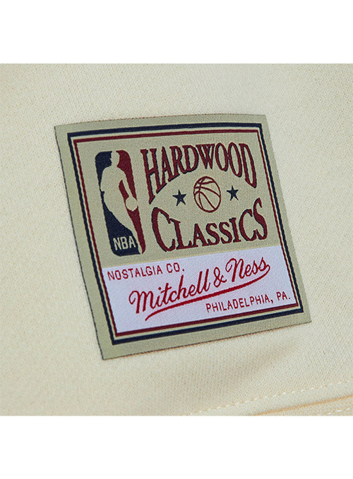 Mitchell & Ness Raised Up Milwaukee Bucks Crewneck Sweatshirt In Cream - Zoom View On Left Hip Tag