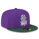 New Era 59Fifty HWC '93 JPack Milwaukee Bucks Fitted Hat In Purple & Green - Angled Right Side View