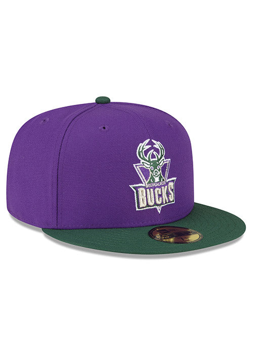 New Era 59Fifty HWC '93 JPack Milwaukee Bucks Fitted Hat In Purple & Green - Angled Right Side View
