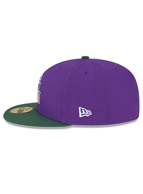 New Era 59Fifty HWC '93 JPack Milwaukee Bucks Fitted Hat In Purple & Green - Left Side View