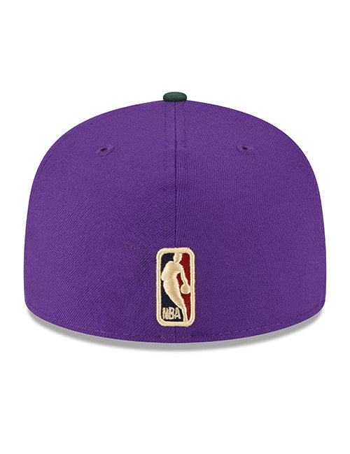 New Era 59Fifty HWC '93 JPack Milwaukee Bucks Fitted Hat In Purple & Green - Back View