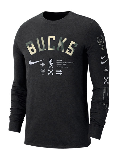 Men's Milwaukee Bucks Nike Black 2021 NBA Finals Champions Deer District  Long Sleeve T-Shirt