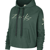 Nike CTS GX Milwaukee Bucks Hooded Cropped Sweatshirt In Green - Front View