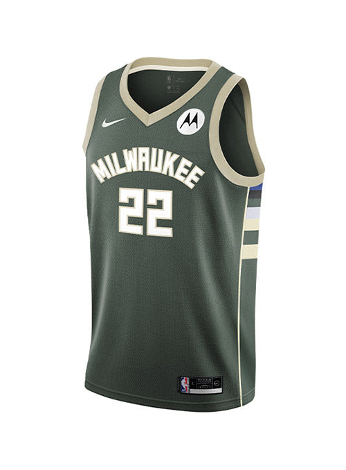 Youth Nike Icon Khris Middleton Milwaukee Bucks Swingman Jersey In Green - Front View
